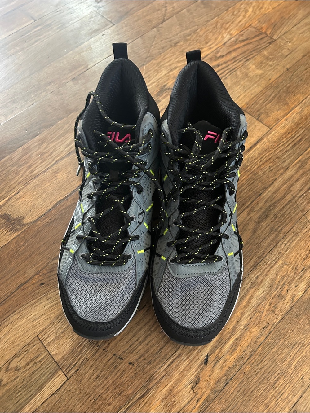 Fila Women’s Gray, Black and Neon Yellow Athletic Hiking Shoes